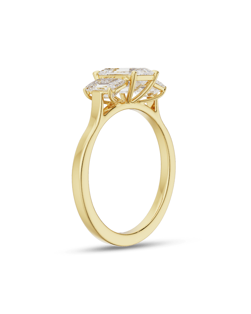 1.5 -3.5 CT Emerald Cut CVD Diamond Three Stone Engagement Ring