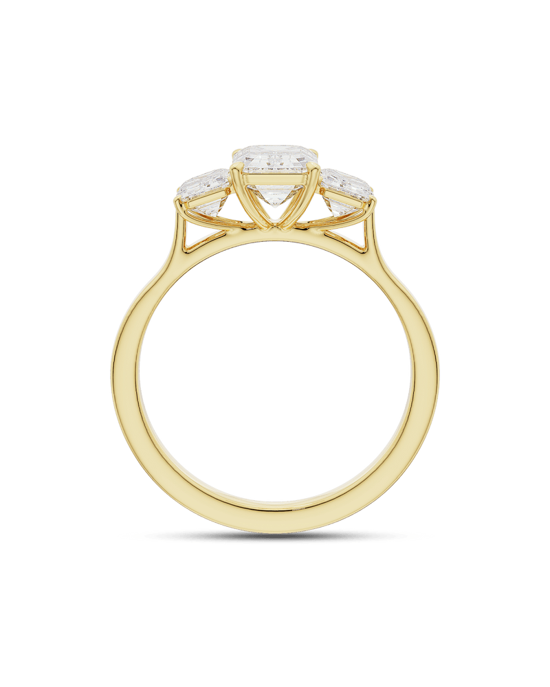 1.5 -3.5 CT Emerald Cut CVD Diamond Three Stone Engagement Ring