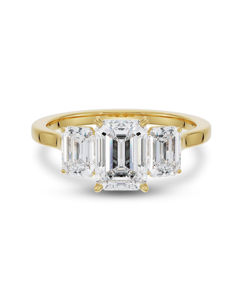 1.5 -3.5 CT Emerald Cut CVD Diamond Three Stone Engagement Ring