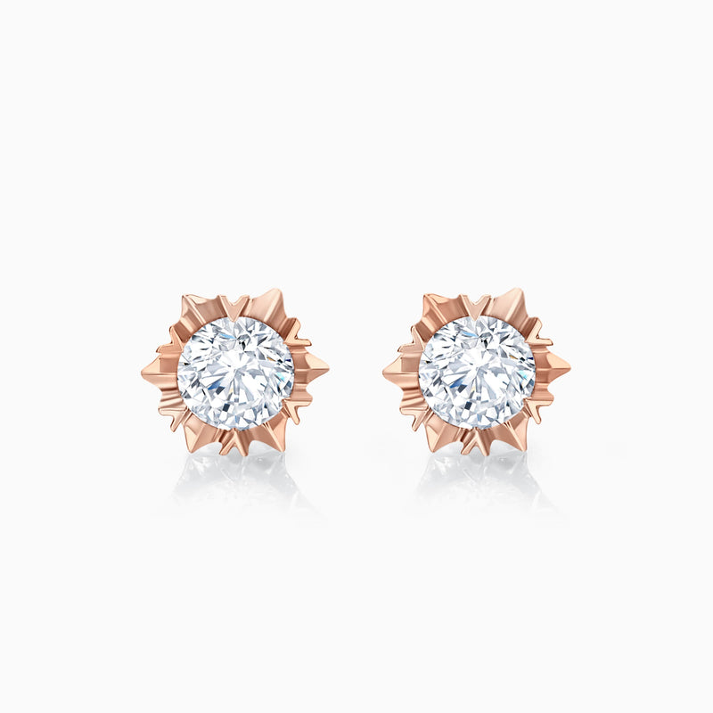 Round Cut Moissanite Diamond Snowflake Stud Earrings