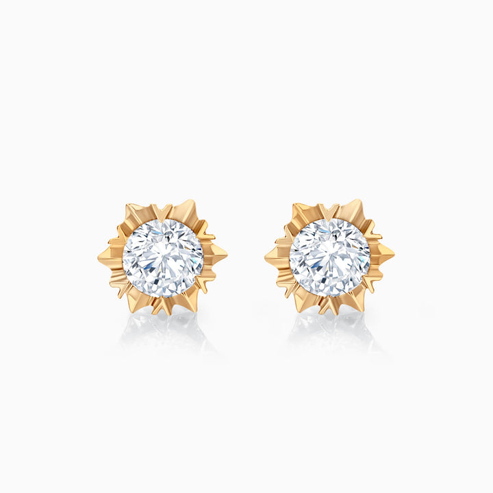 Round Cut Moissanite Diamond Snowflake Stud Earrings