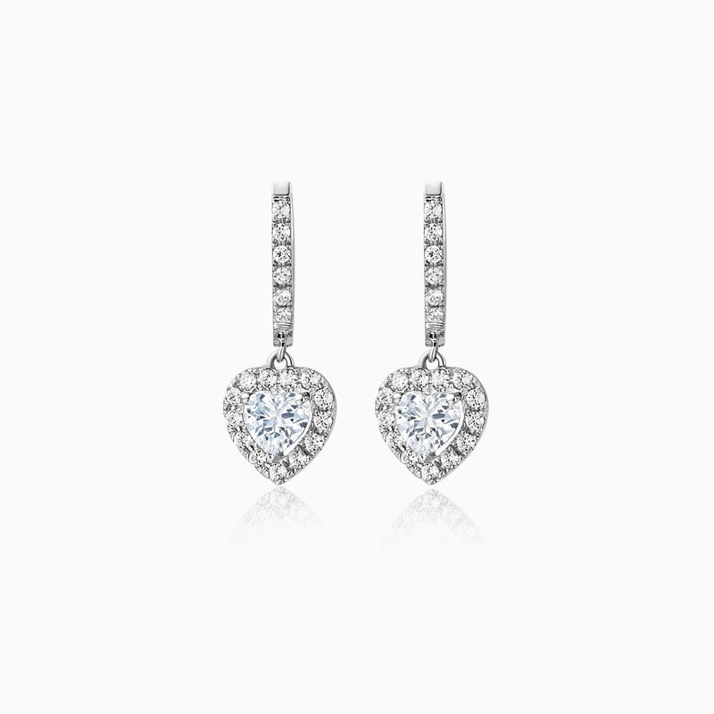 Heart Cut Halo Moissanite Diamond Hoop Earrings for Women
