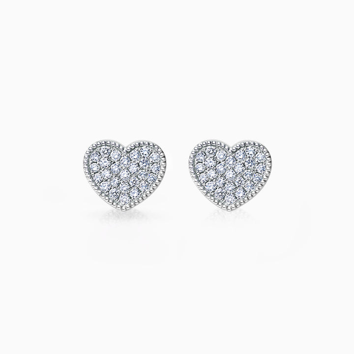 Round Cut Heart Shape Moissanite Diamond Stud Earrings