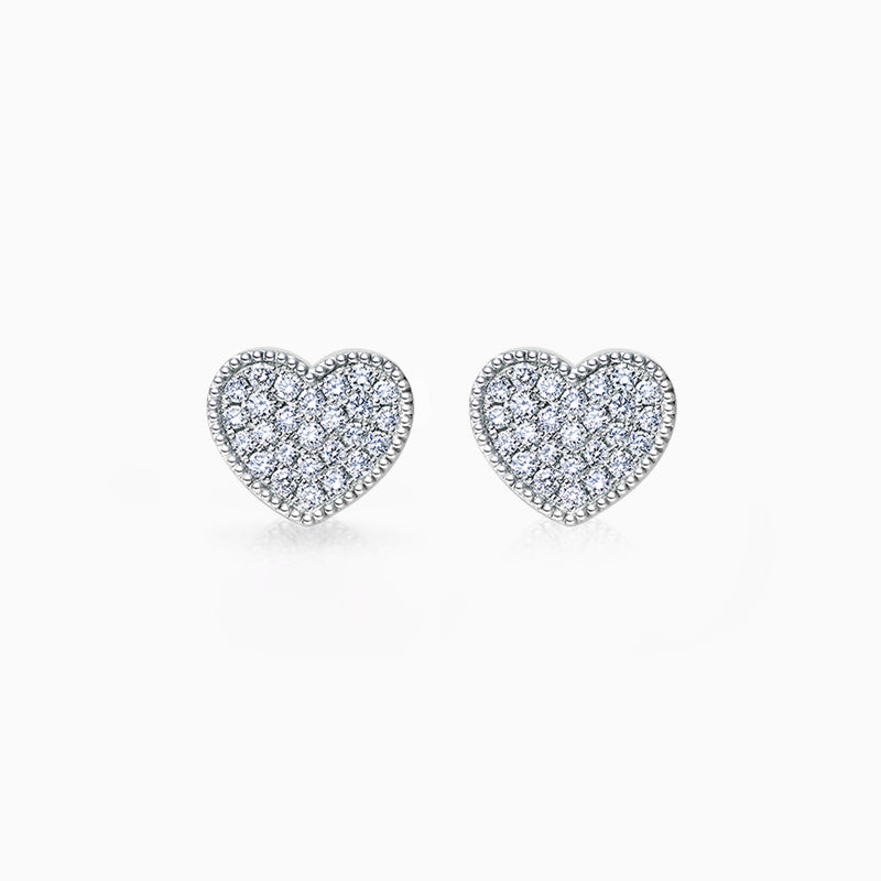 Round Cut Heart Shape Moissanite Diamond Stud Earrings