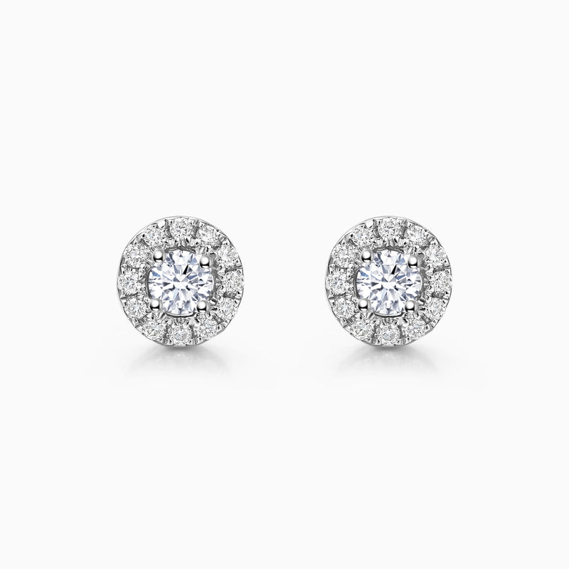 Round Cut Moissanite Halo Diamond Stud Earrings for Her