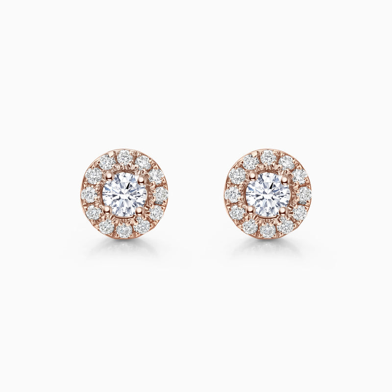 Round Cut Moissanite Halo Diamond Stud Earrings for Her