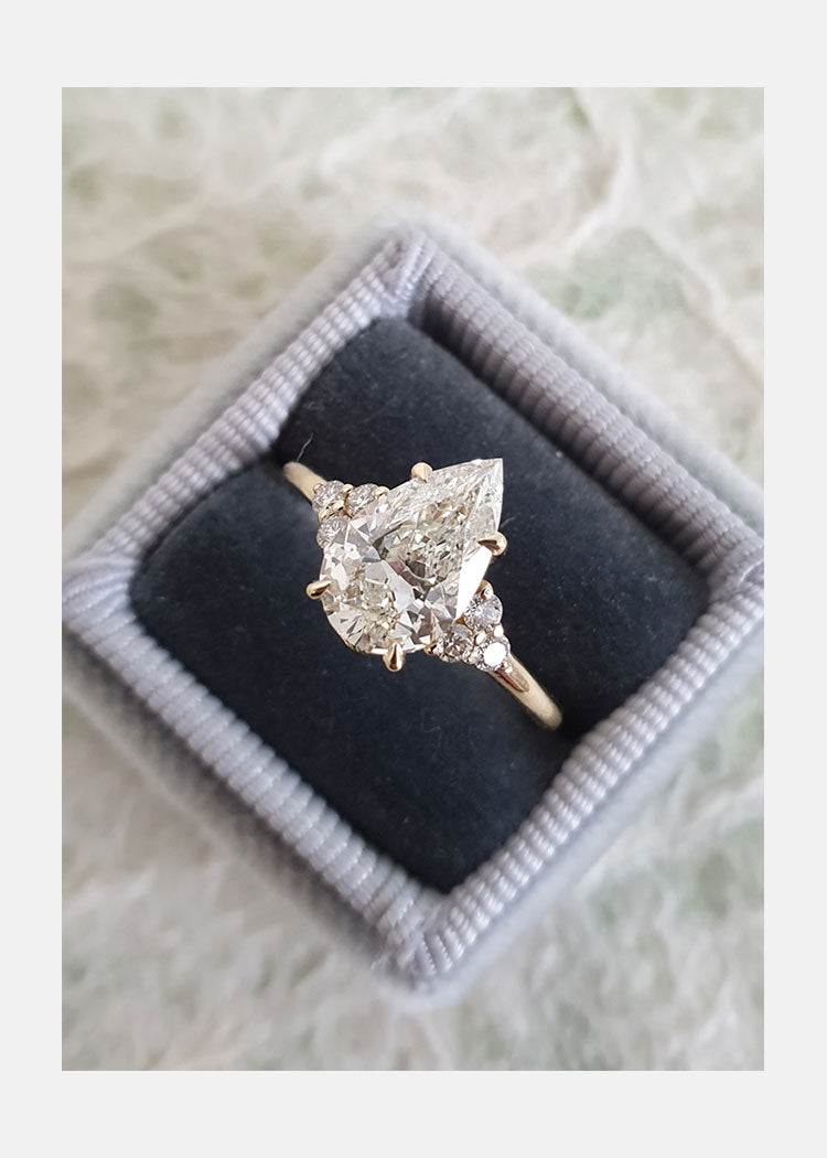 1.60CT Pear Cut Moissanite Cluster Engagement Ring