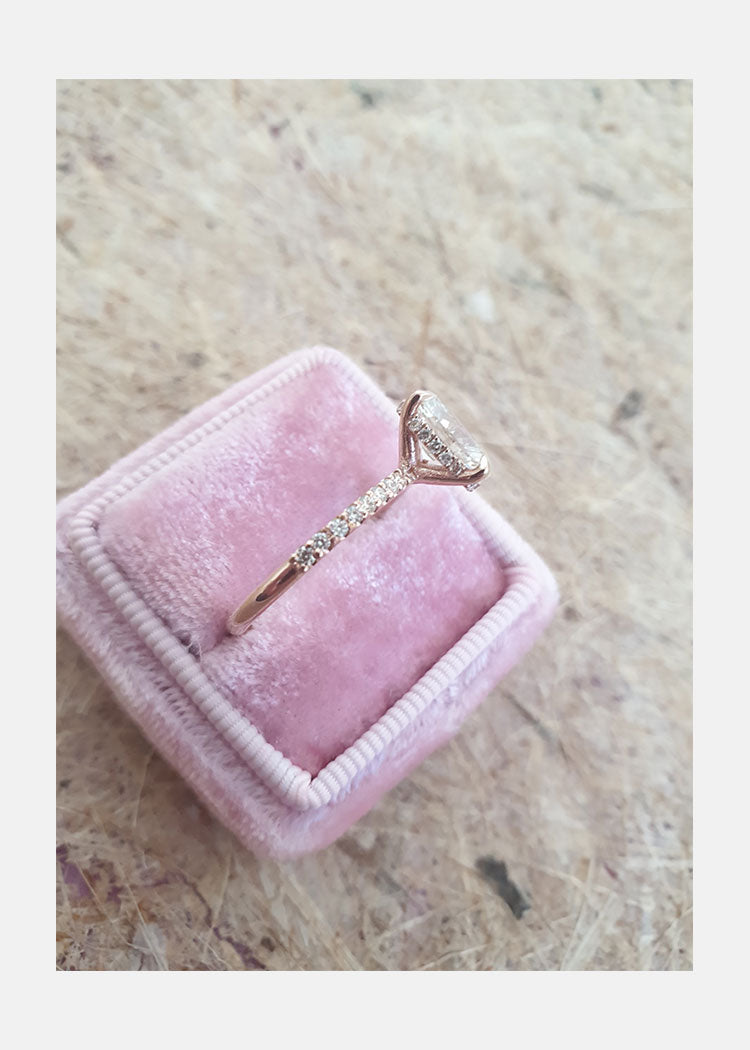 1.50ct Oval Cut Solitaire Pave Setting Moissanite Engagement Ring