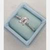 1.0ct Emerald Cut Solitaire Dainty Pave Moissanite Engagement Ring