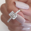 1.25 - 3.25 CT Emerald Cut Moissanite Diamond Hidden Halo Engagement Ring