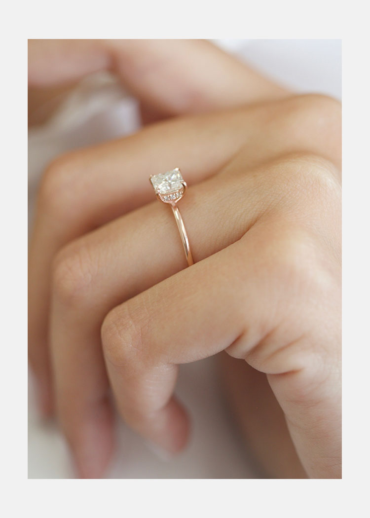 1.02ct Princess Cut Solitaire Moissanite Diamond Engagement Ring