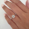 1.0ct Emerald Cut Solitaire Dainty Pave Moissanite Engagement Ring