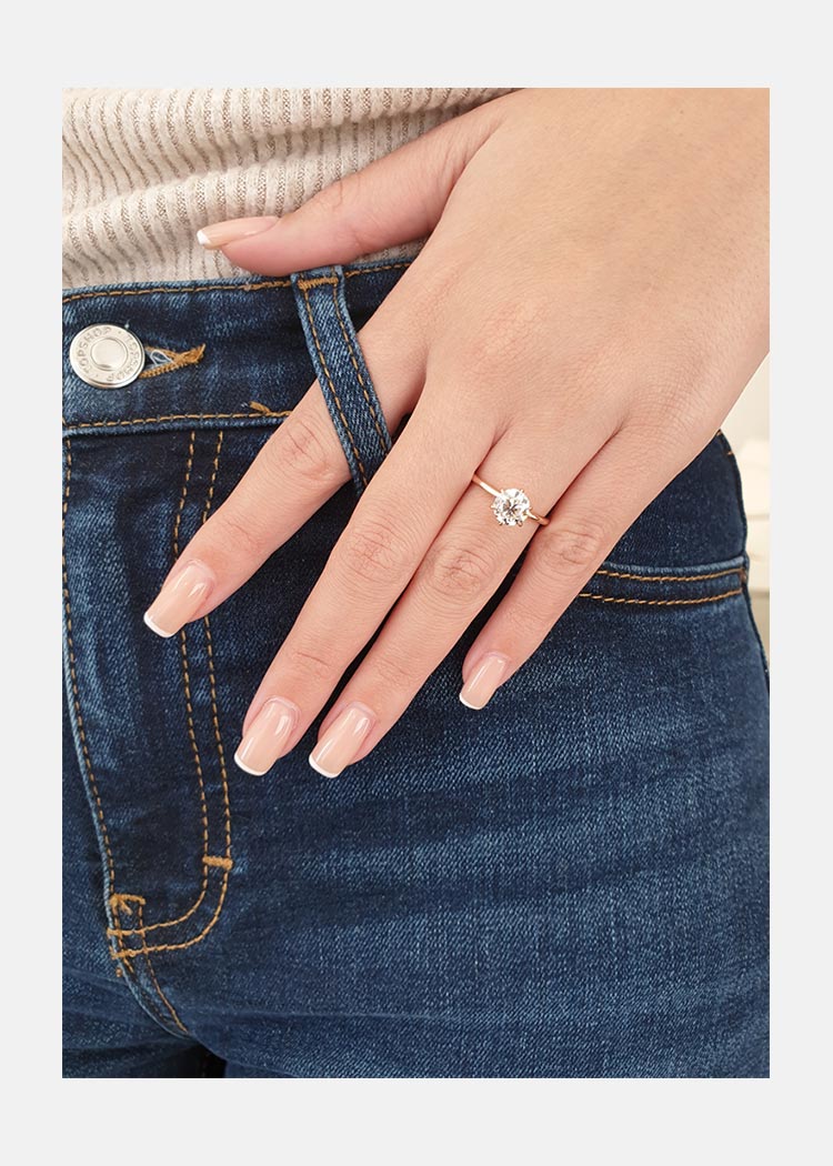 1.51ct Round Moissanite Solitaire 14K Rose Gold Engagement Ring