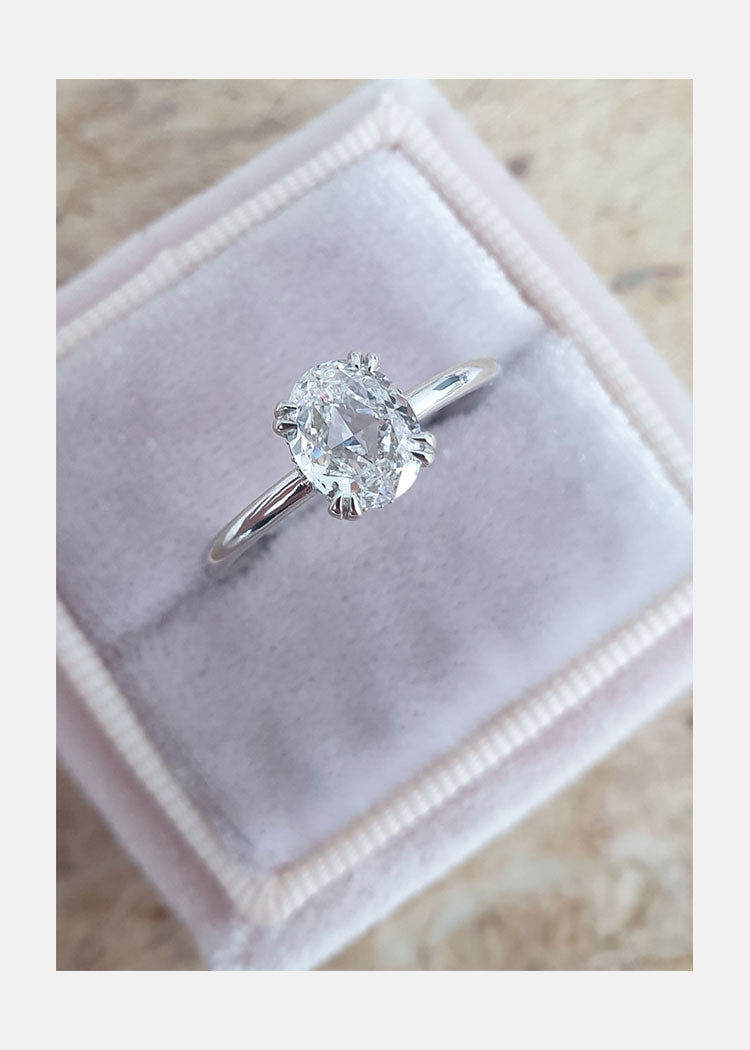 1.0ct Oval Cut Moissanite Solitaire Style Engagement Ring