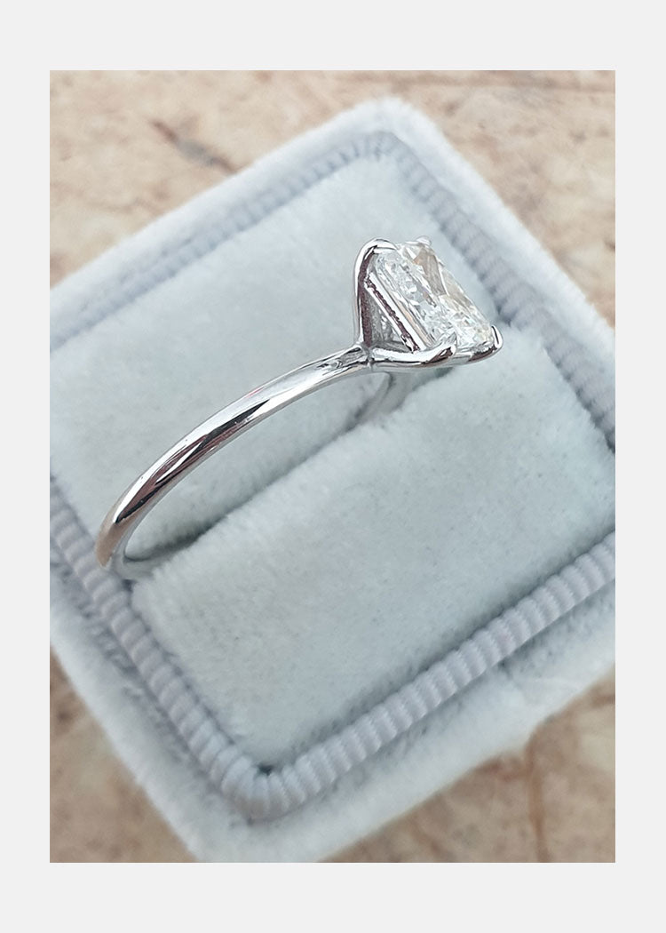 1.0ct Radiant Cut Moissanite Solitaire Style Engagement Ring