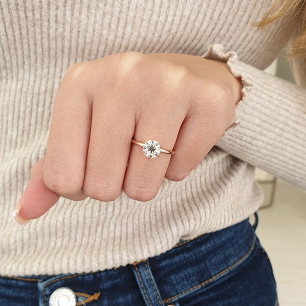 1.51ct Round Moissanite Solitaire 14K Rose Gold Engagement Ring