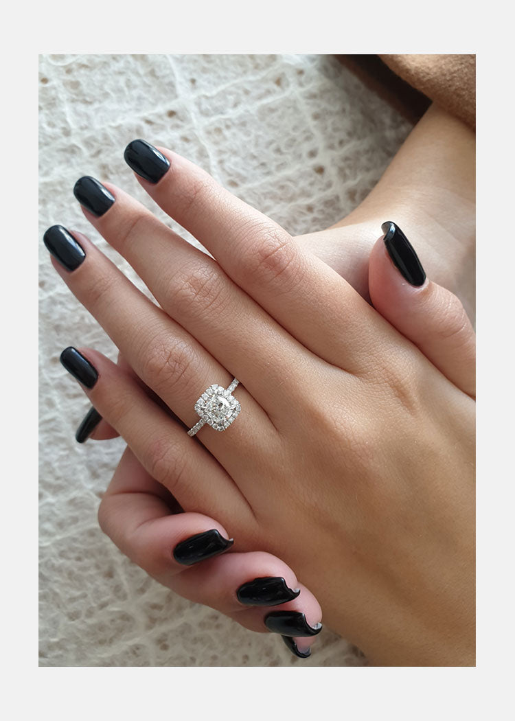 1.30ct Radiant Cut Halo Style Moissanite Diamond Engagement Ring