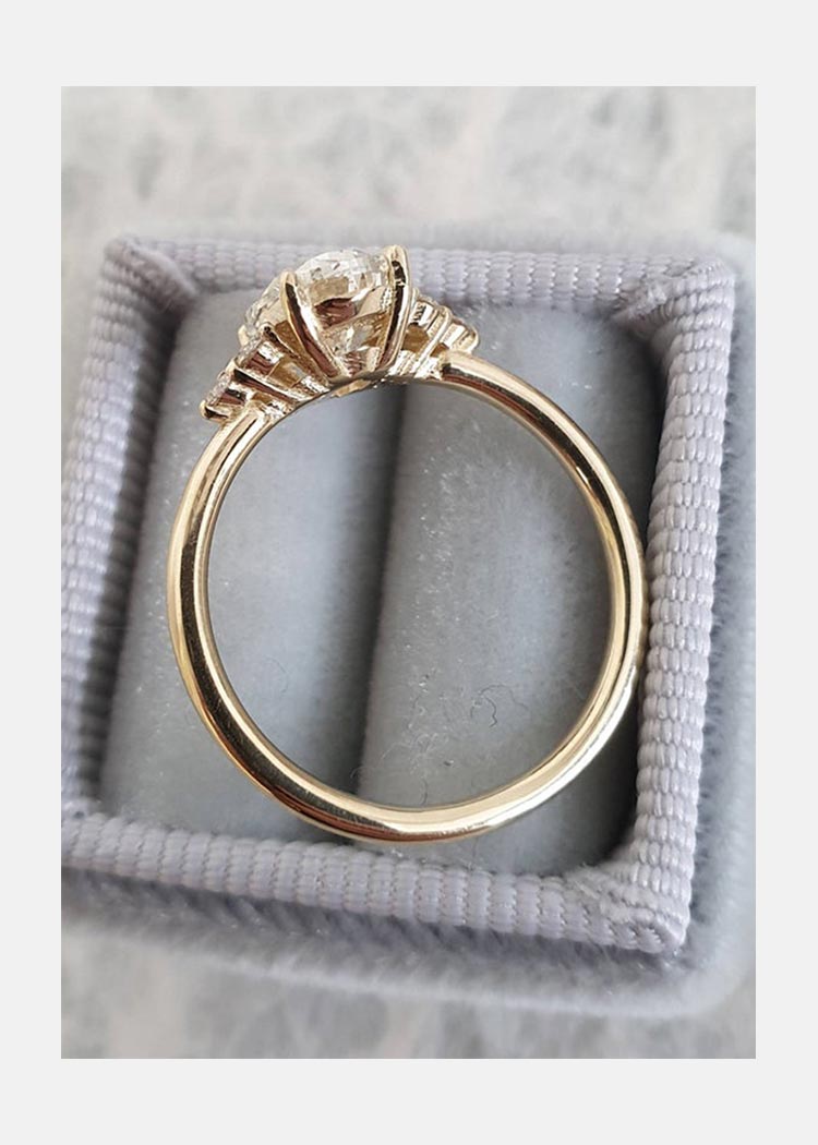 1.60CT Pear Cut Moissanite Cluster Engagement Ring