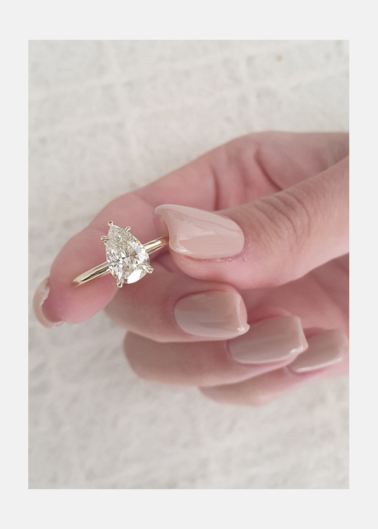 1.31ct Pear Cut Moissanite Solitaire Diamond Engagement Ring