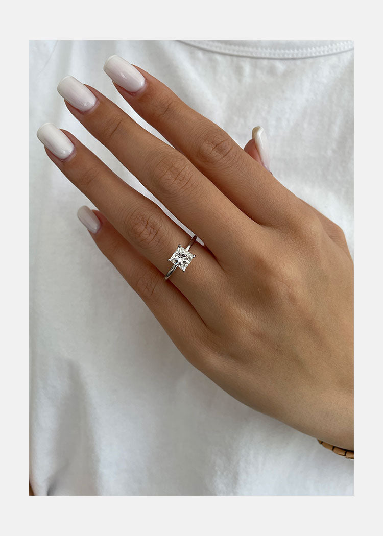 1.0ct Princess Cut Solitaire Style Moissanite Engagement Ring