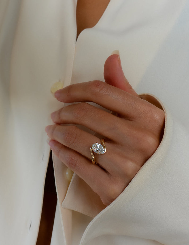 1.50CT-2.50CT Oval Cut Moissanite Diamond Unique Engagement Ring