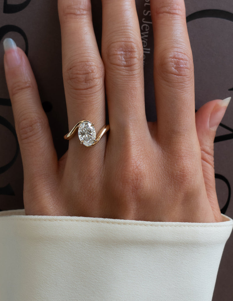 1.50CT-2.50CT Oval Cut Moissanite Diamond Unique Engagement Ring