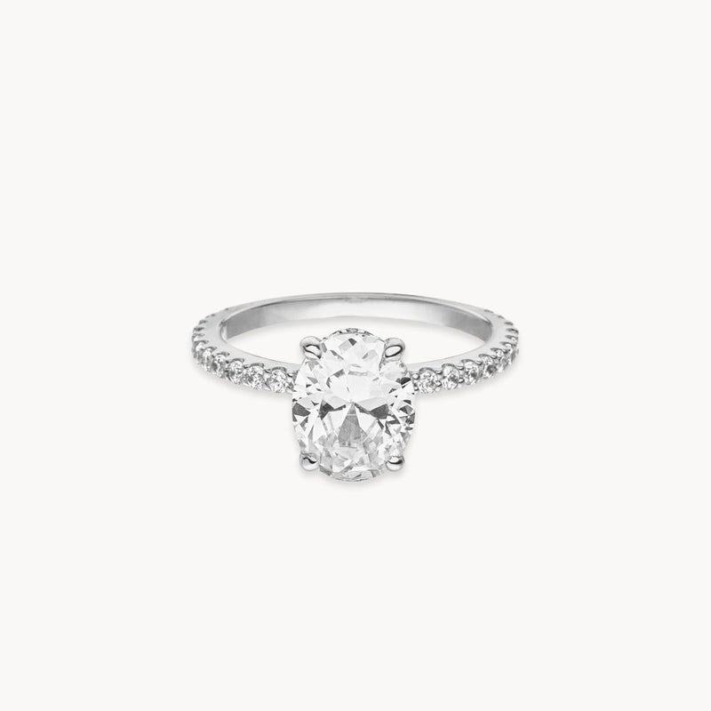 1.50 - 3.50 CT Oval Cut CVD Diamond Pave Setting Engagement Ring
