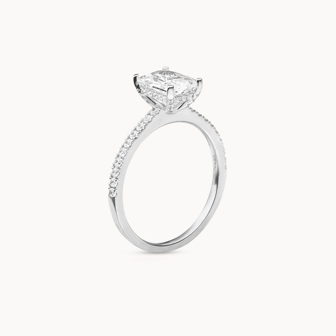 1.50 I 2.50 I 3.50 CT Radiant Cut CVD Diamond Pave Setting Engagement Ring