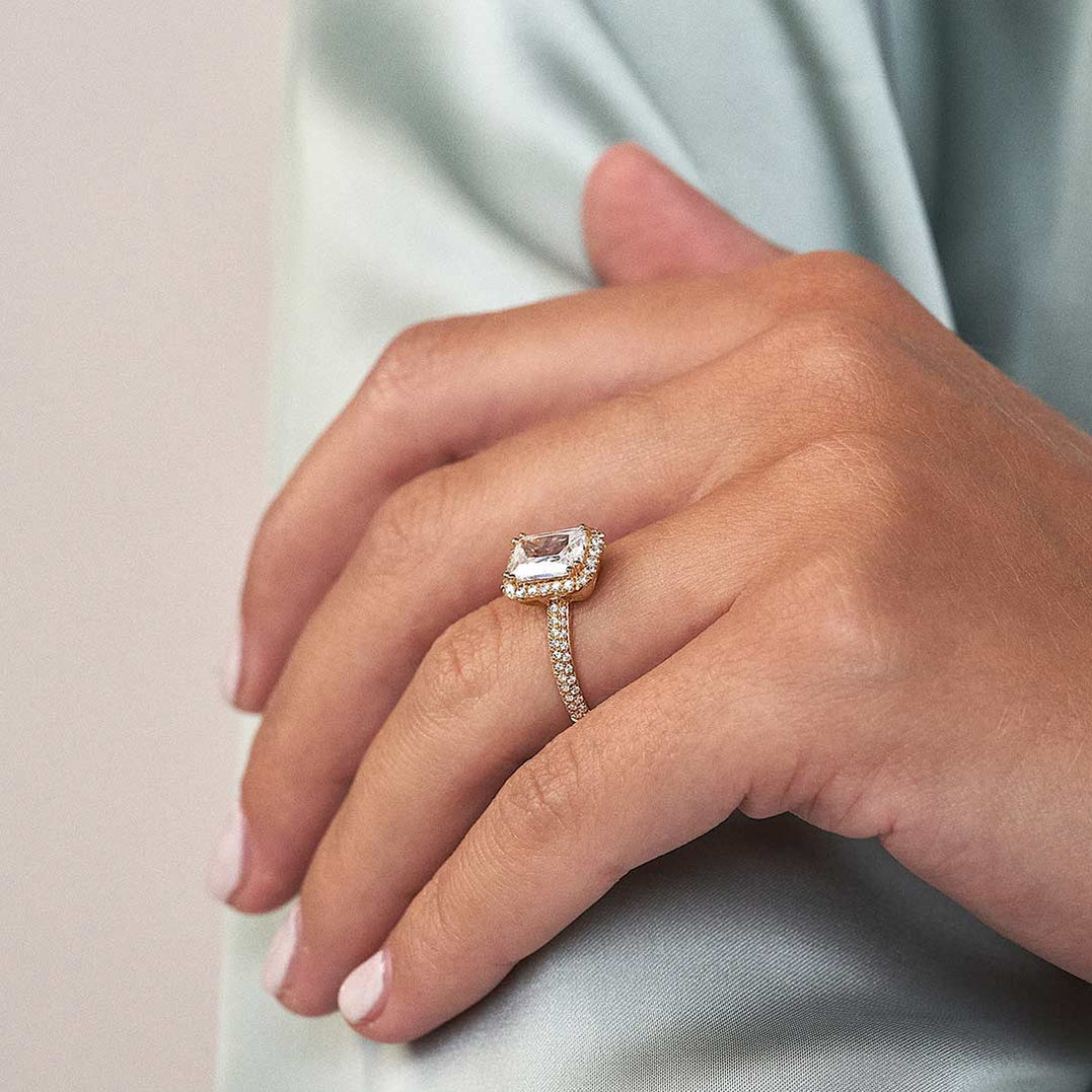 1.50-3.50 CT  Radiant Cut CVD Diamond Halo Pave Setting Engagement Ring