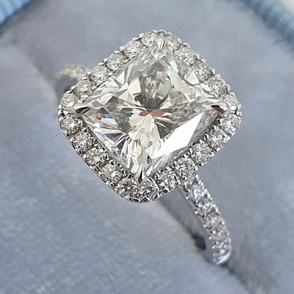 1.50 CT- 4.50 CT Cushion Moissanite Halo Pave Setting Engagement Ring