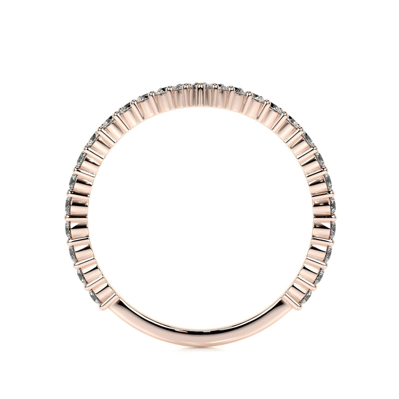 Chevron Round Brilliant Cut Simple Moissanite Wedding Band