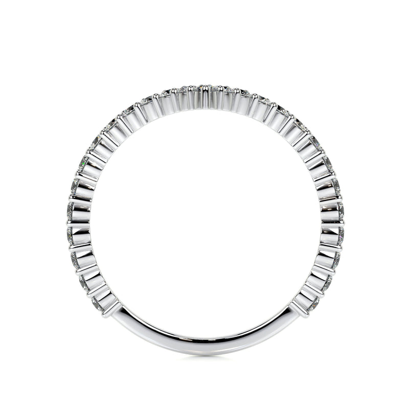 Chevron Round Brilliant Cut Simple Moissanite Wedding Band