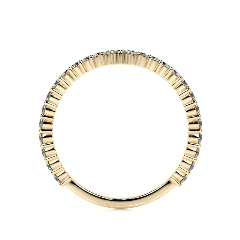 Chevron Round Brilliant Cut Simple Moissanite Wedding Band