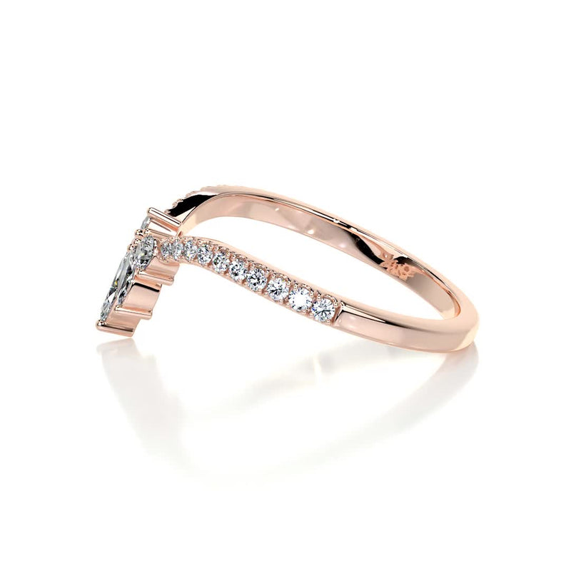 Chevron Marquise Halo Round Moissanite Wedding Band