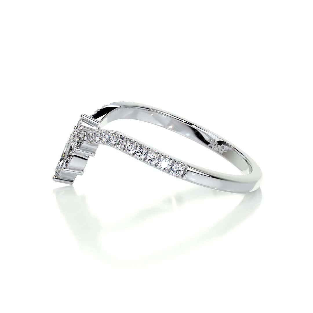 Chevron Marquise Halo Round Moissanite Wedding Band