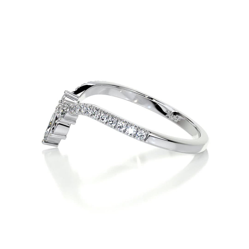 Chevron Marquise Halo Round Moissanite Wedding Band
