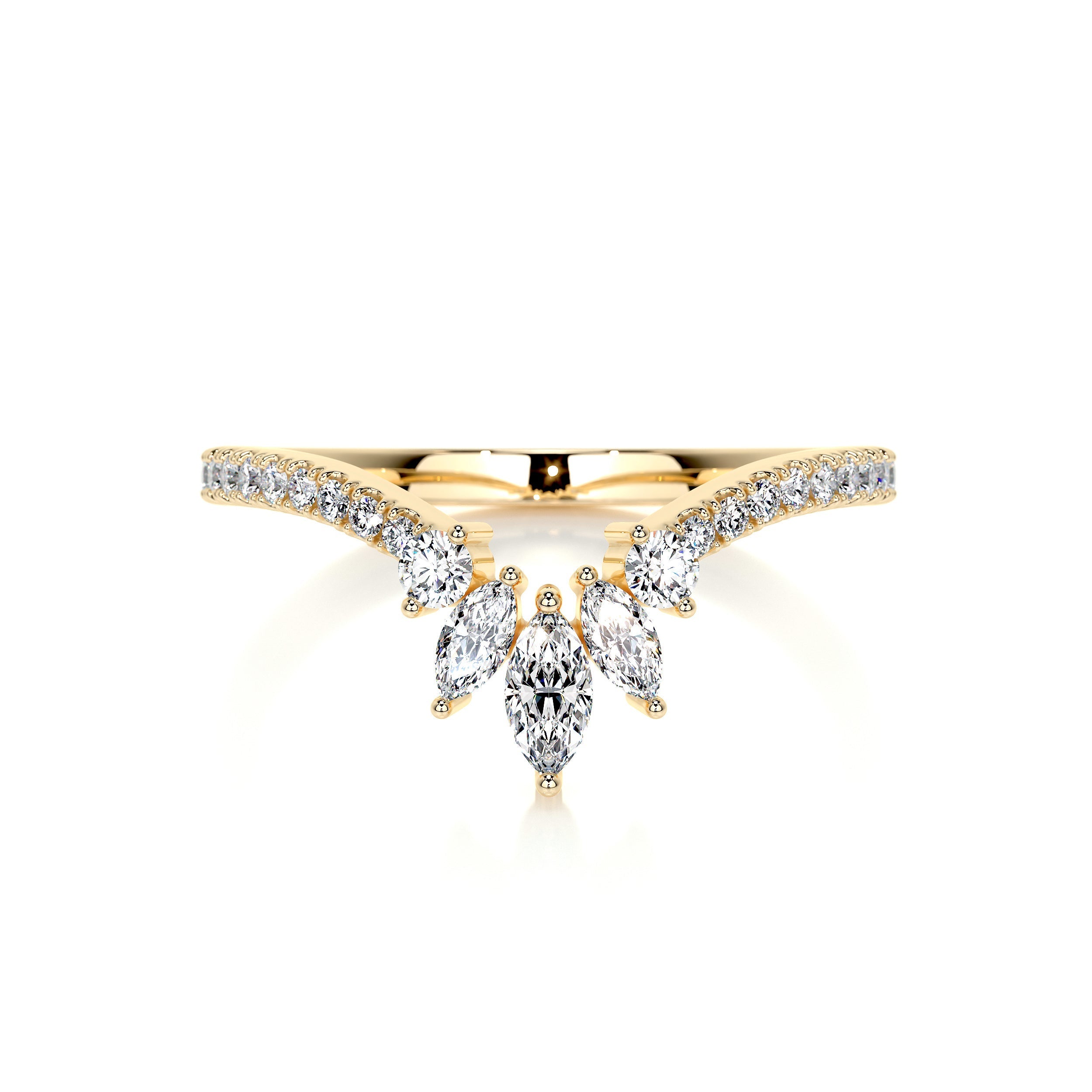 Chevron Marquise Halo Round Moissanite Wedding Band