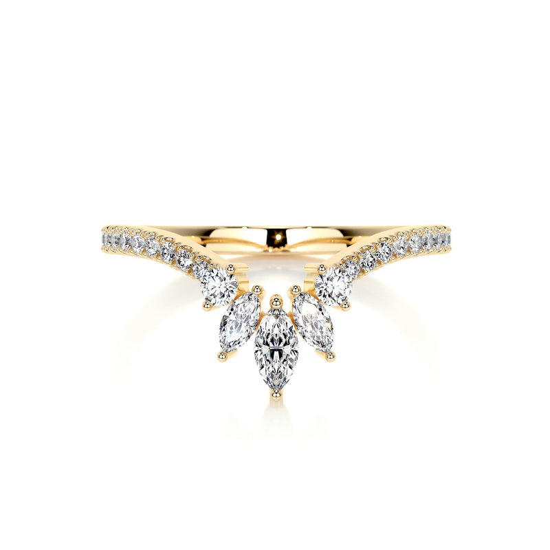 Chevron Marquise Halo Round Moissanite Wedding Band