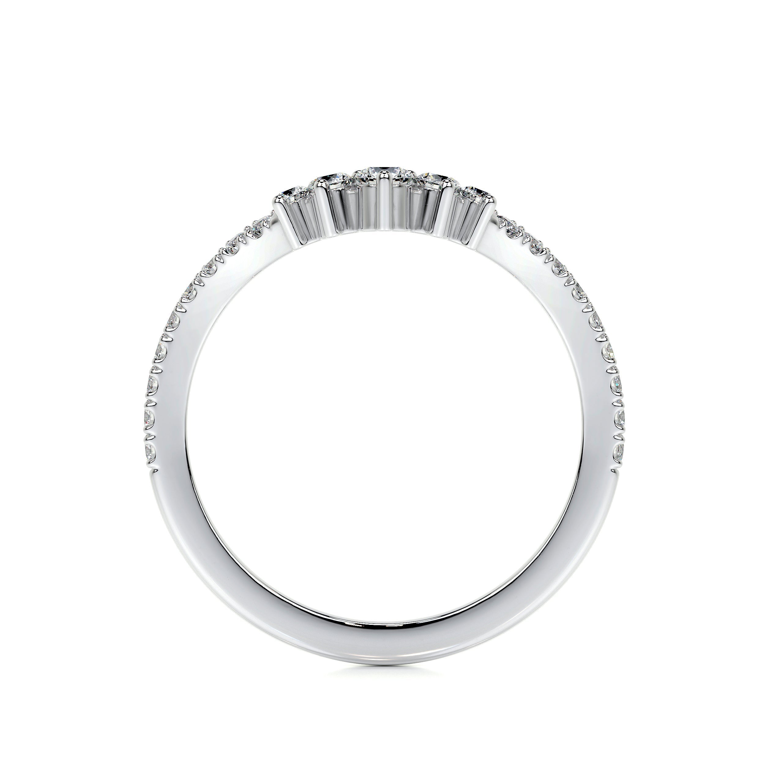 Toran Chevron Halo Round Moissanite Wedding Band