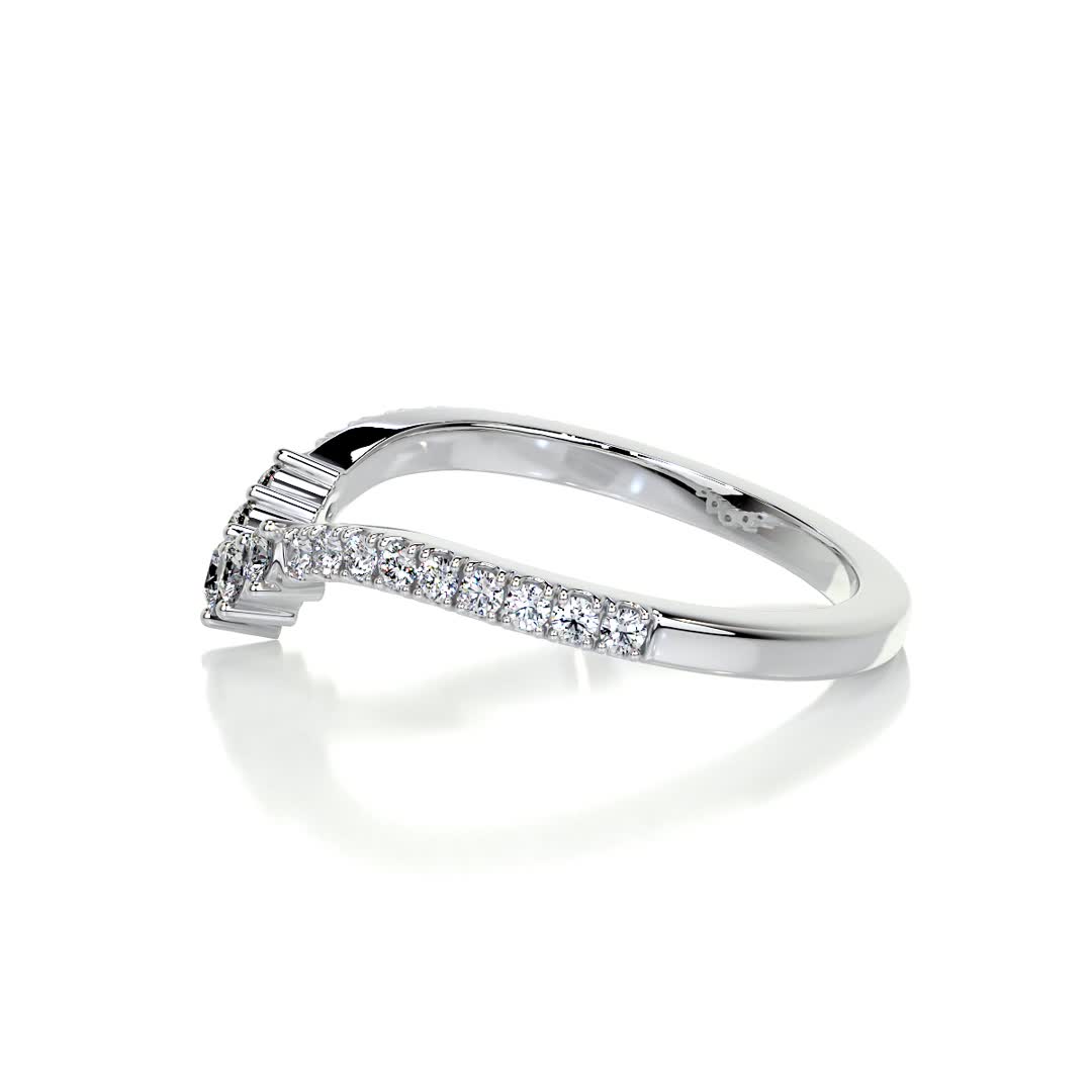 Toran Chevron Halo Round Moissanite Wedding Band