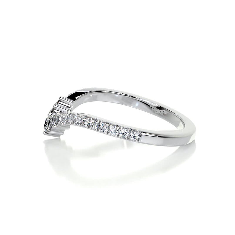Toran Chevron Halo Round Moissanite Wedding Band