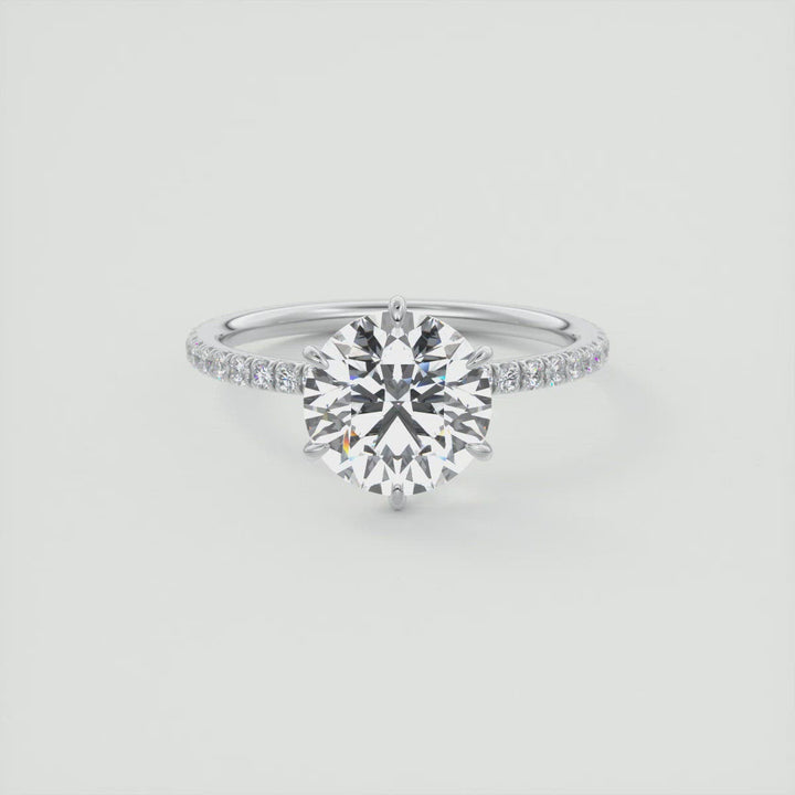 2CT Round Moissanite Solitaire Pave Setting Engagement Ring