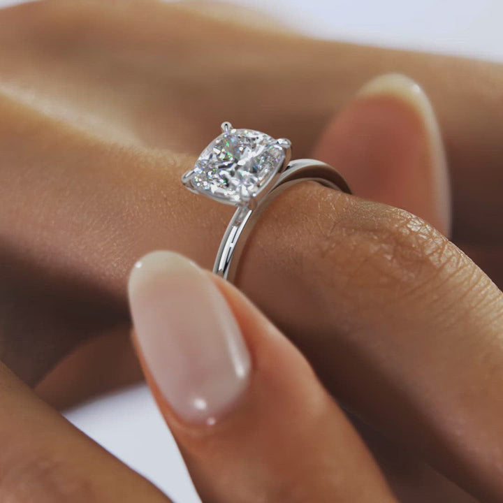 2CT Cushion Cut Moissanite Solitaire Engagement Ring