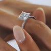 2CT Princess Moissanite Solitaire Pave Setting Engagement Ring