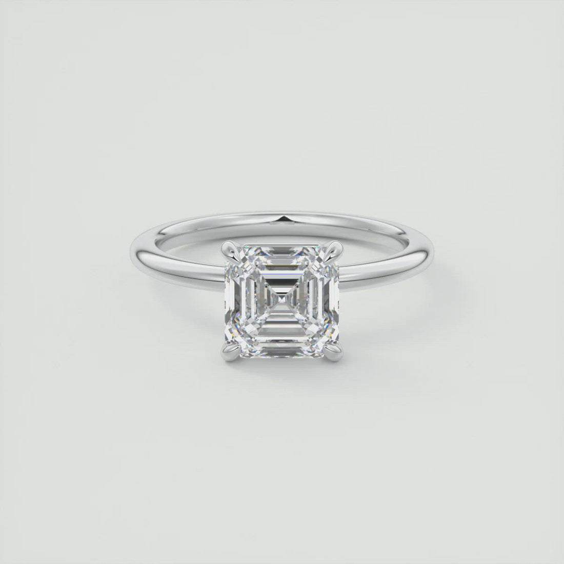 2CT Asscher Cut Moissanite Solitaire Engagement Ring