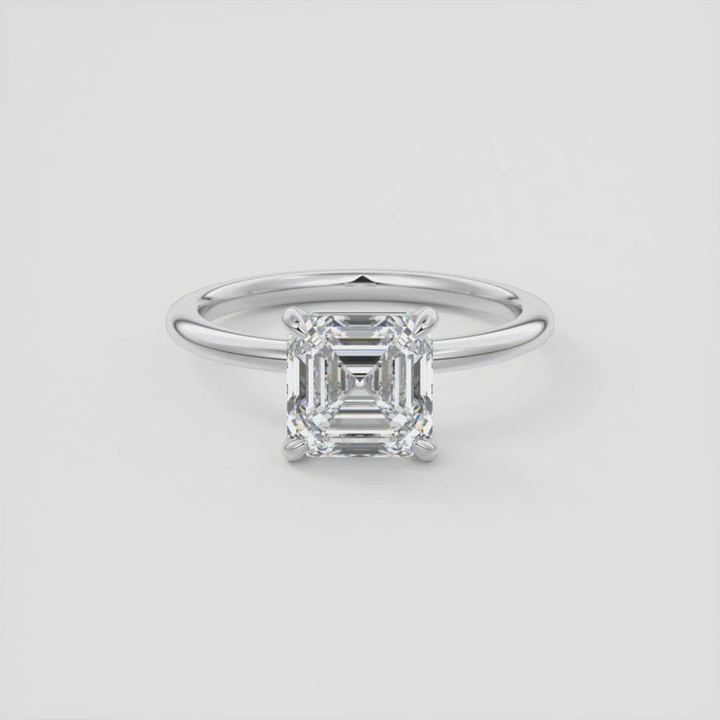 2CT Asscher Cut Moissanite Solitaire Engagement Ring