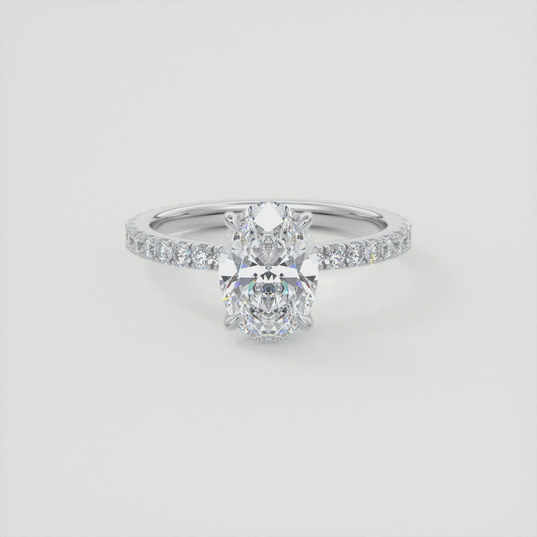 2CT Cushion Moissanite Solitaire Pave Setting Engagement Ring