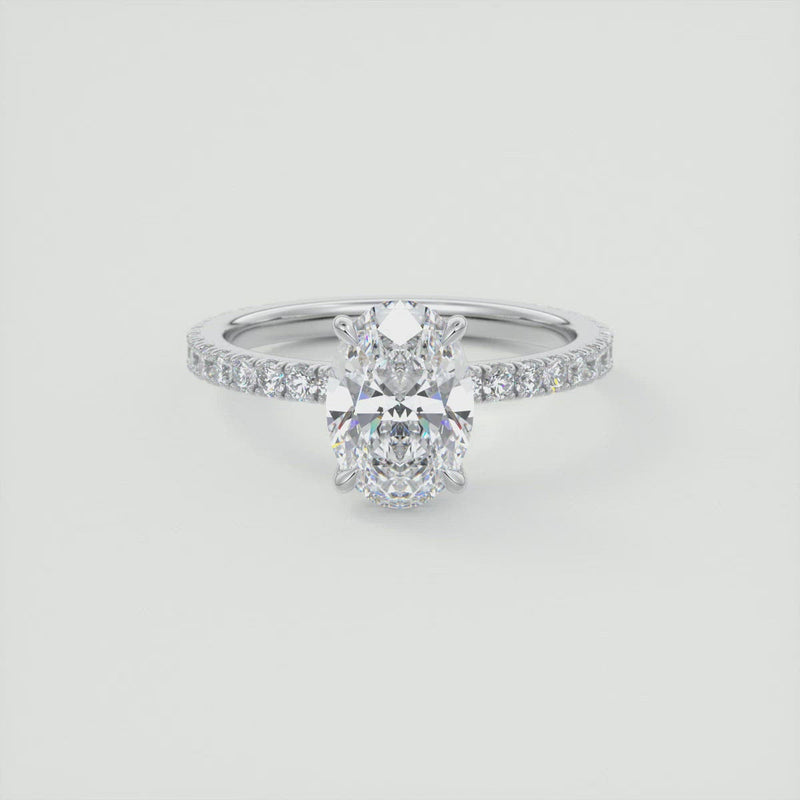 2CT Cushion Moissanite Solitaire Pave Setting Engagement Ring