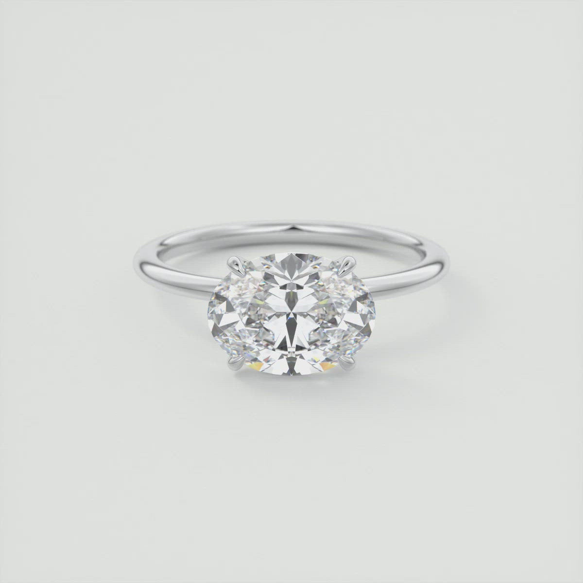 2CT East West Oval Cut Moissanite Solitaire Engagement Ring