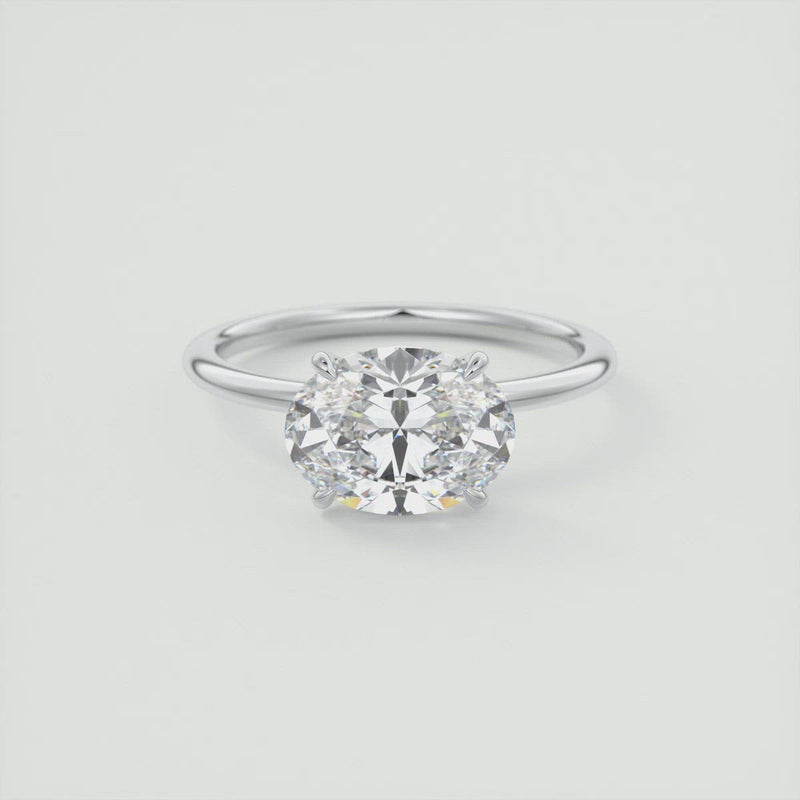 2CT East West Oval Cut Moissanite Solitaire Engagement Ring